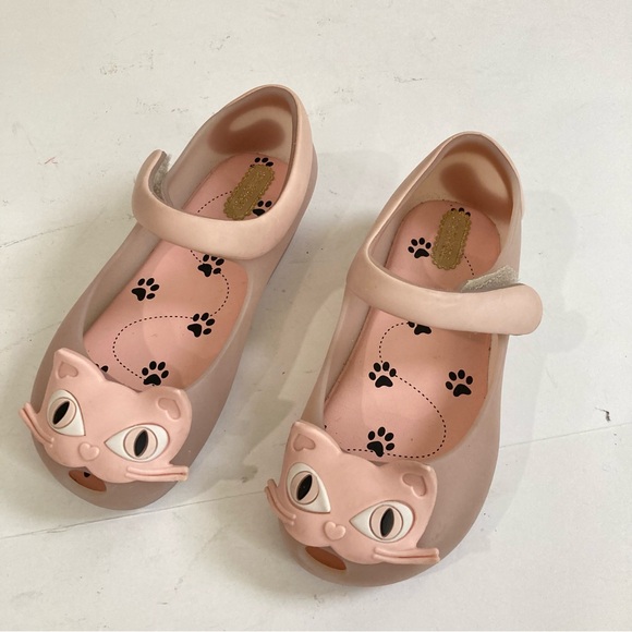 Mini Melissa Ultragirl II Kitty Cat Mary Jane Ballet Flats Light Pink Jelly 10 - Picture 9 of 11
